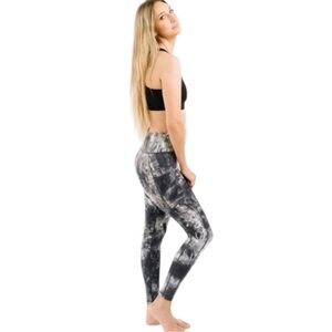 Zyia Active Storm Hendrix Pocket Soft N Snug High Rise Legging 8 10 Tie Dye Grey